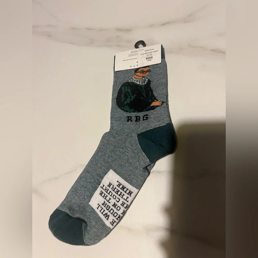 Patina Green Striped Socks
